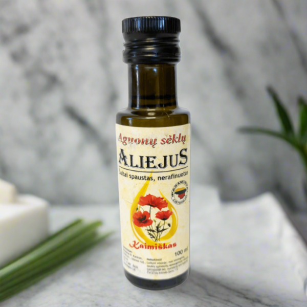 Aguonų sėklų šalto spaudimo aliejus 100ml-100%
